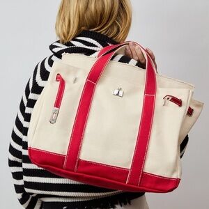 Viral Boatkin Inspired Large Madaket Canvas Tote Bag Avbl in Red, Blue, Green.